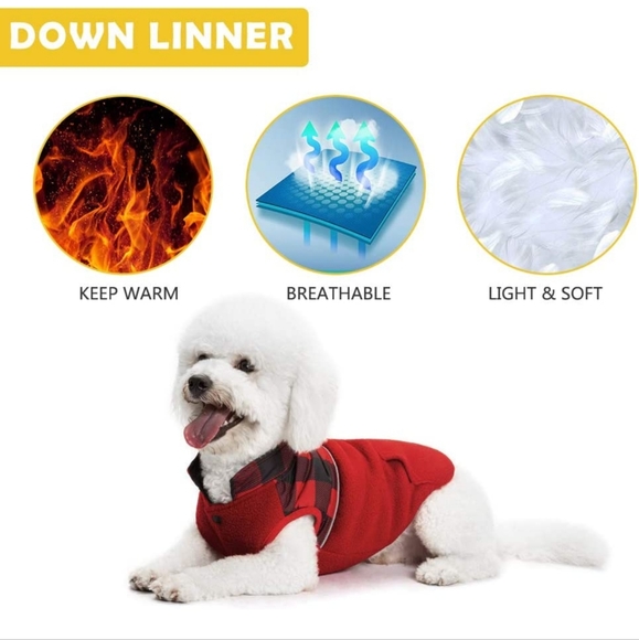 NWT SCIROKKO Red Plaid Polar Fleece Dog Vest Winter Warm Coat Reversible Jacket - Picture 5 of 9